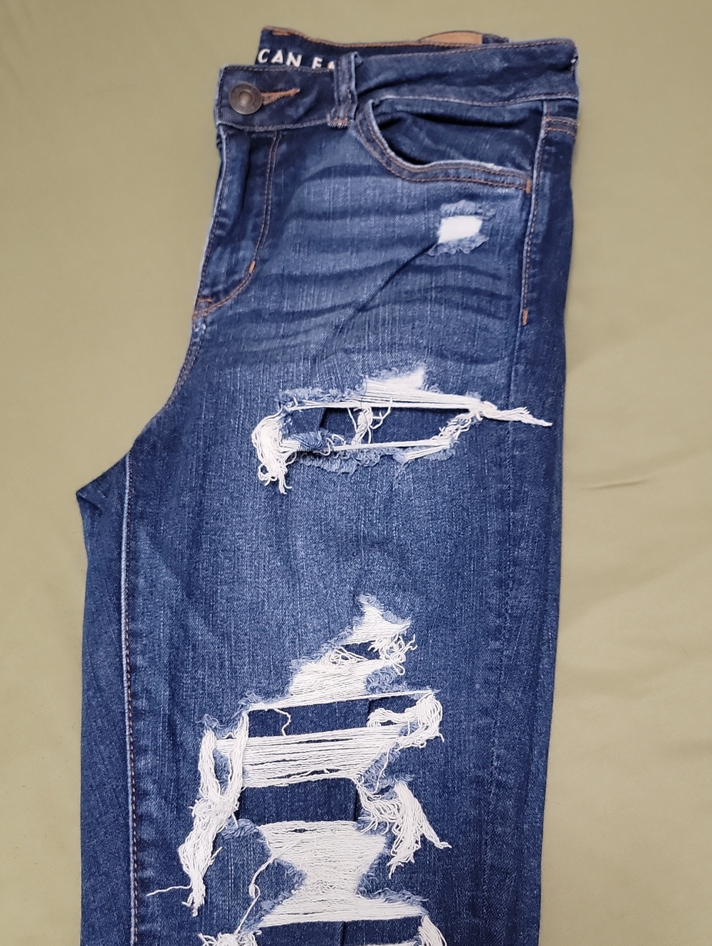 American Eagle Outfitters Blue Distressed Ripped Jeans